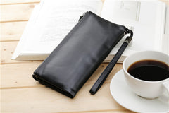 LEATHER Long Wallet for MEN Black Clutch Wristlet Bag FOR MEN