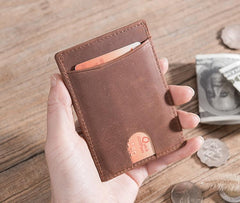 Handmade Leather Mens Cool billfold Wallet Card Holder Small Card Slim Wallets for Men
