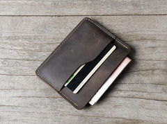 Handmade Leather Mens Cool billfold Wallet Card Holder Small Card Slim Wallets for Men