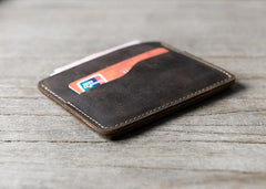 Handmade Leather Mens Cool billfold Wallet Card Holder Small Card Slim Wallets for Men