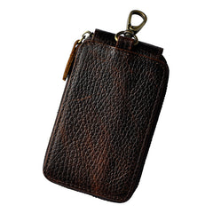 Vintage Leather Mens Small Key Zipper Wallets Card Wallet for Men