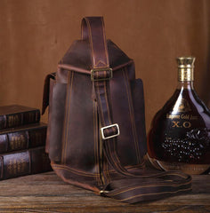 Cool Leather Mens Chest Bag Sling Bags Sling Crossbody Bag Travel Sling Bag for men