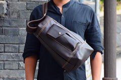 Cool Leather Mens Chest Bag Sling Bags Sling Crossbody Bag Travel Sling Bag for men