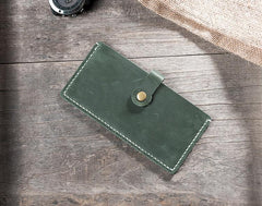 Handmade Leather Mens Clutch Wallet Cool Slim Leather Wallet Long Phone Wallets for Men