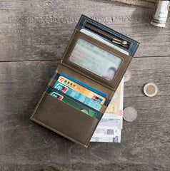 Cool Leather Mens Small Slim Wallet billfold Wallets Bifold for Men