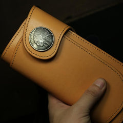 Handmade Leather Biker Wallet Mens Cool Chain Wallet Trucker Wallet with Chain
