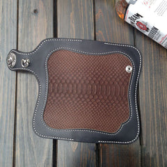 Handmade biker trucker wallet leather chain men boa skin coffee black wallet - EverHandmade