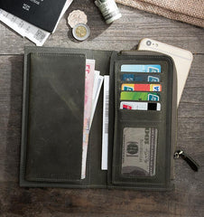 Leather Mens Long Wallet Cool Leather Wallet Long Bifold Wallets for Men