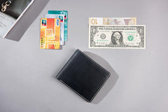 Handmade Cool Leather Mens billfold Leather Wallet Men Small Wallets Bifold for Men
