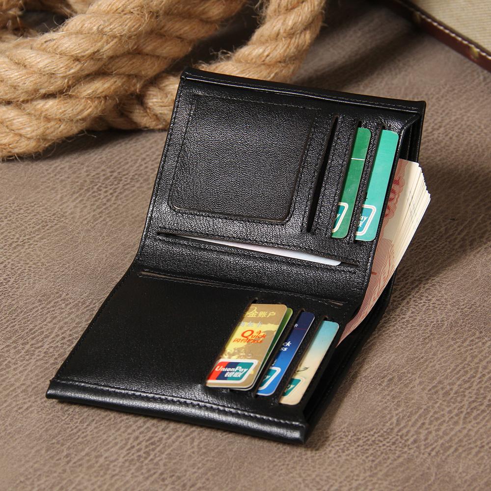 Leather Mens Black Small Leather Wallet Men Small Wallets Bifold for Men