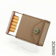 Handmade Cool Leather Mens Khaki Cigarette Holder Case Cigarette Holder for Men