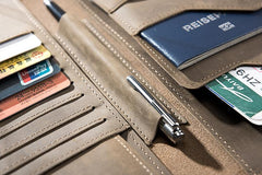 Cool Leather Mens Travel Long Wallet Passport Leather Wallet Long Wallet for Men