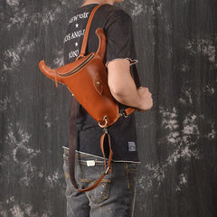 Cool Leather Mens XO Bull Backpack Tan Travel Backpack Unique Backpack for men