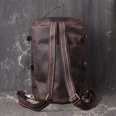 Cool Leather Mens Weekender Bag Vintage Coffee Leather Backpack for men