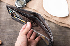 Cool Handmade Leather Mens Slim Small Wallet billfold Wallets Bifold for Men