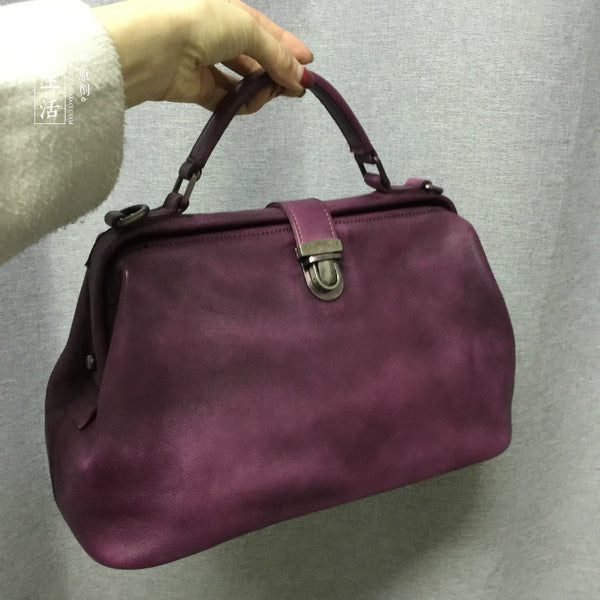 Handmade Leather doctor bag purse for women leather shoulder bag crossbody bag - EverHandmade