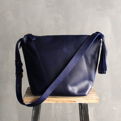 Vintage LEATHER WOMEN Bucket Bag SHOULDER BAG Purse with Tassel FOR WOMEN