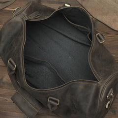 Leather Mens Weekender Bag Vintage Coffee Travel Bag for men