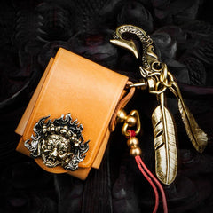 Handmade Leather Mens Leather Cigarette Cases Cigarette Box Lighter Pocket Tobacco Pouch