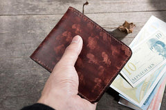 Handmade Leather Mens Cool Slim Leather Wallet Men Small Wallets Bifold for Men