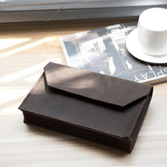 Handmade Leather Mens Clutch Cool Large Wallet Clutch Wristlet Wallet for Men