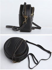 Cute Leather Womens Stylish Circle Crossbody Bag Purse Round Shoulder Bag for Women