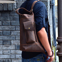 Cool Leather Mens Chest Bag Sling Bags Sling Crossbody Bag Travel Sling Bag for men