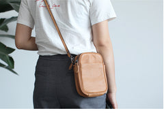Cute Leather Womens Cell Phone Crossbody Bag Purse Double Zipper Shoulder Bag for Women