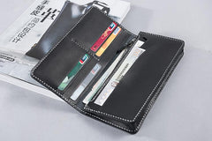 Cool Leather Mens Travel Long Wallets Passport Leather Wallet Long Wallets for Men