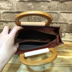 Handmade Leather Round Bag Crossbody Bag Shoulder Bag Purse for Women Leather Bag