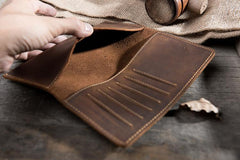 Handmade Leather Mens Clutch Wallet Cool Leather Wallet Long Phone Wallets for Men