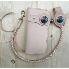 Cool Leather Mens Biker Chain Wallet Handmade Long Biker Wallet with Chain