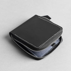 Handmade leather Mens Small biker wallet zipper billfold Chain Wallets for Men