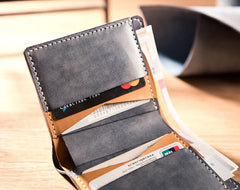 Cool Leather Mens billfold Leather Wallets Men Small Bifold Wallets for Men