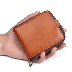 Leather Mens Cool billfold Zipper Wallets Men Small Wallets Bifold for Men