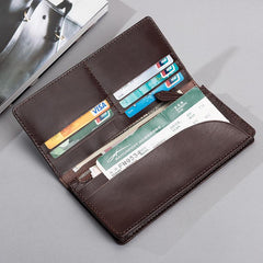 Cool Leather Mens Travel Long Wallets Passport Leather Wallet Long Wallets for Men