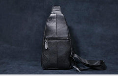 Genuine Leather Mens Cool Chest Bag Sling Bag Crossbody Bag Travel Bag Hiking Bag for men