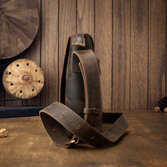 Cool Leather Coffee Mens Side Bag Messenger Bags Vintage Courier Bag for Men
