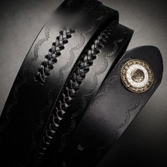 Handmade Black Mens Leather Belt Cool Leather Men Belt for Men