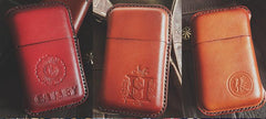 Blue Leather Mens Cigarette Holder Case Vintage Custom Cigarette Case for Men