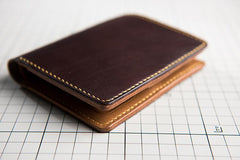 Handmade Leather Mens Cool Slim Leather Wallet Men Small Wallets Bifold for Men
