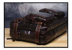 Genuine Leather Mens Cool Messenger Bag Briefcase Backpack Bag Travel Bag for Men