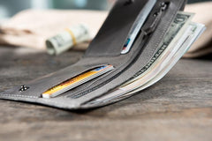 Cool Leather Mens Slim Small Wallet Men billfold Bifold Wallets for Men
