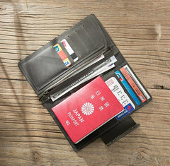 Cool Leather Mens Travel Long Wallet Passport Leather Wallet Long Wallets for Men