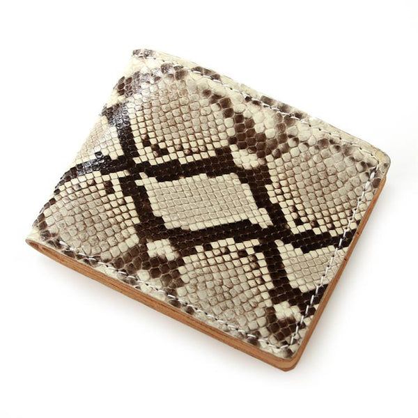 [On Sale] Handmade Cool Mens Snake Skin Bifold Small Wallet Slim billfold Wallet for Men