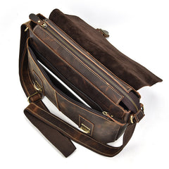 Leather Men Vintage Coffee Messenger Bag Shoulder Bag for Men