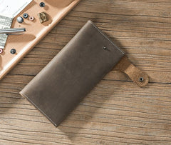 Handmade Leather Mens Slim Wallet Cool Leather Wallet Long Phone Wallets for Men