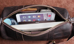 Genuine Leather Mens Barrel Bag Cool Weekender Bag Travel Bag Duffle Bags Overnight Bag Holdall Bag for men