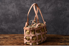 Leather Canvas Women Bucket Bag Shopper Bag Shoulder Bag For Women