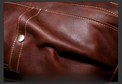 Genuine Brown Leather Mens Cool Chest Bag Sling Bag Sling Backpack for men